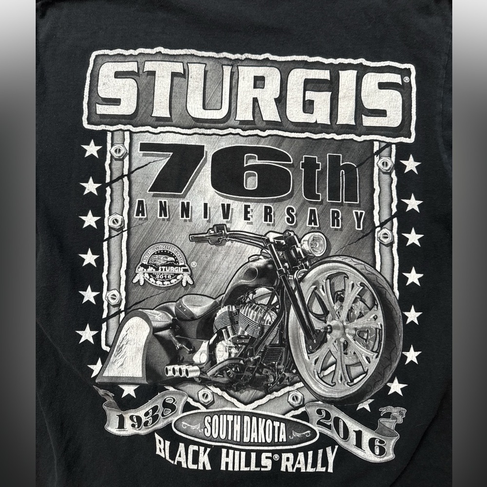 Sturgis 76th Anniversary Black Men’s T-Shirt Size Large South Dakota Motorcycle